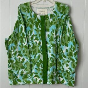 Liz Claiborne Green and Blue Knit Top Cardigan Sweater  2x
